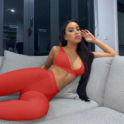 YP Wholesale Cheap Women Workout Sets Spring Two Piece Outfits Tank Crop Top Sports Gym Yoga Set Activewear Seamless Yoga Set