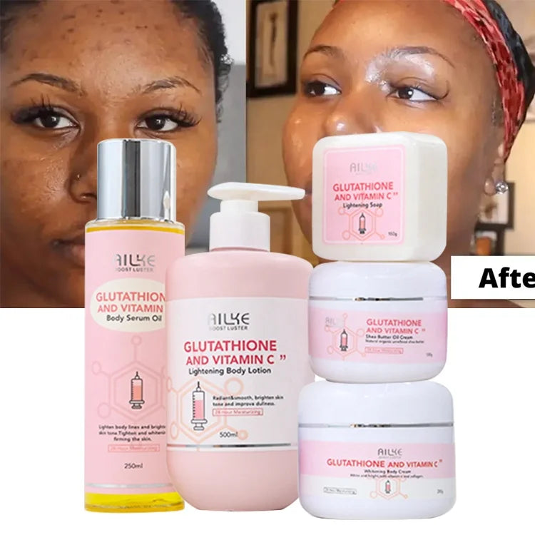 Skincare Set Anti Acne Dark Spot Whitening Private Label Body Oil Lotion Soap Face Body Cream Brightening Skin Care Set (New)