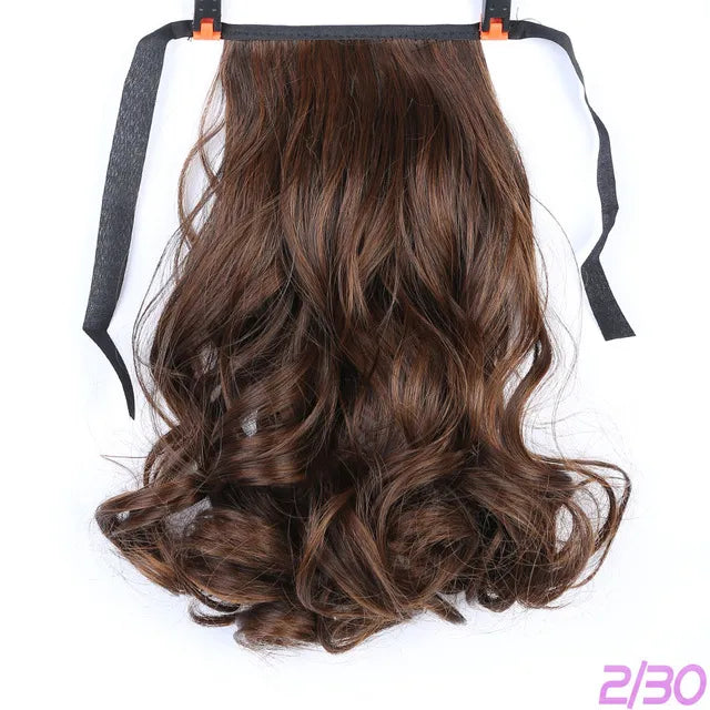 Allaosify Brown Black Heat Resistant Synthetic Hair Extensions Pony Tail Hair Extensions Drawstring Ponytail 12" Hair Extensions