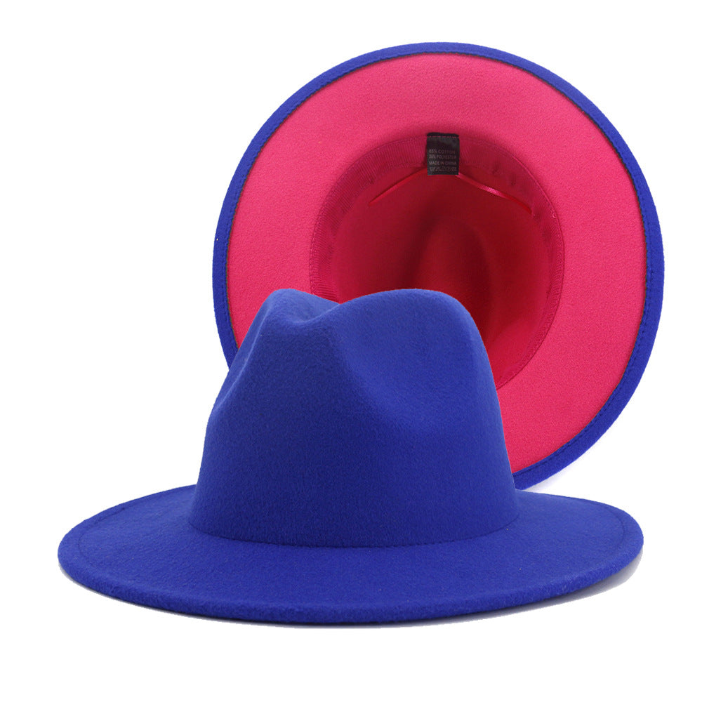 Fedora Hats Women Wholesale Felt Fedora Hats for Men Two Tone Hat Different Color Brim Fedora