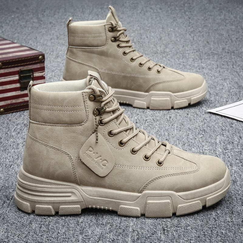 Autumn Winter Men's Rubber Snow Boots Warm Working Lace Up Boot Shoes