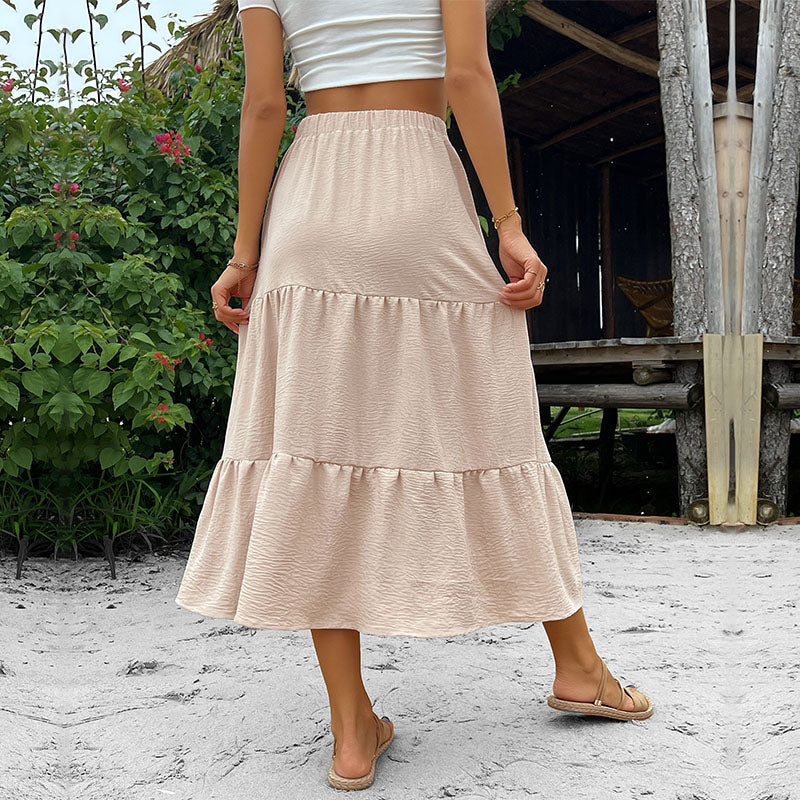 High Quality Brand New Long Skirts 2023 Spring Casual Maxi Skirt Women Cascading Ruffle Ankle Length Skirts
