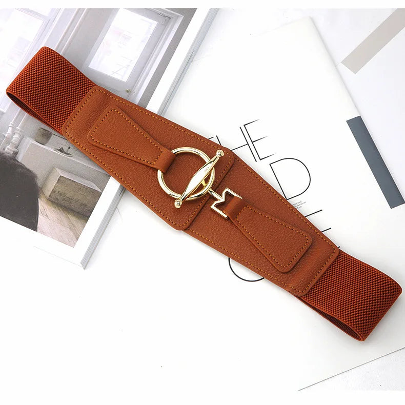 65 Style New Korean Windbreaker Elastic Wide Women Waistband a Variety Alloy Buckle Retro Belt All-Match Dress Women Accessory