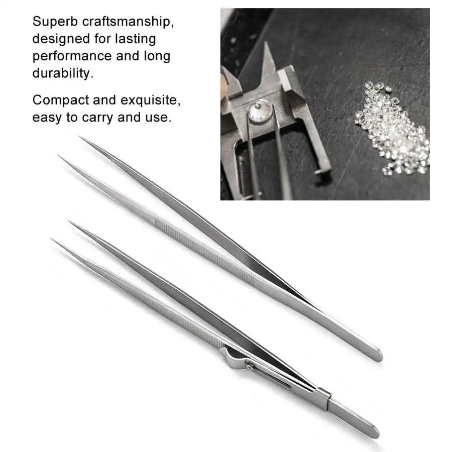 1Pc Stainless Steel Jewelry Tweezer With Slide Lock for DIY Jewelry Diamond Gem Holder Tweezer Jewelry Making Tool for Jeweler