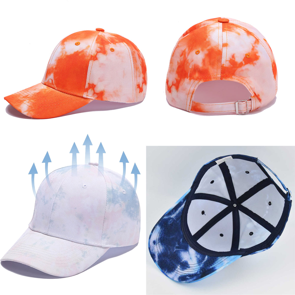 Mens Womens Strapback Hat Multicolor Colorful Rainbow Adjustable Baseball Hats Trucker Hats