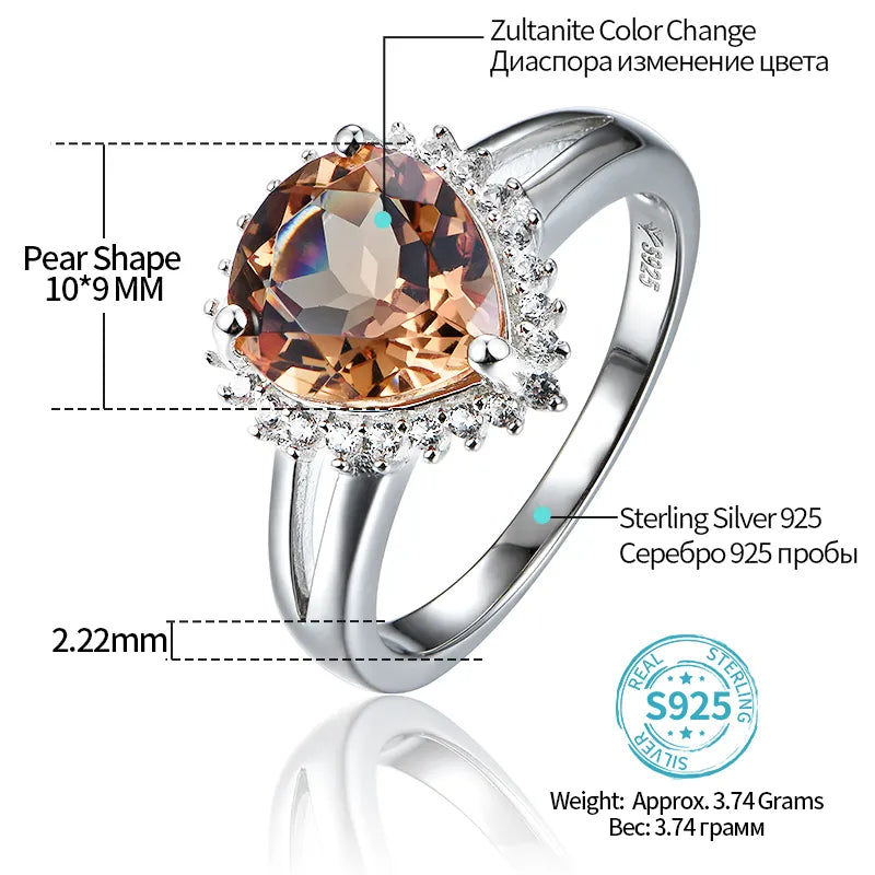 Diaspore изменение цвета Silver Rings for Women Wedding Silver Jewelrys 3 Carats Created Diaspore Color Change Fine Jewelry