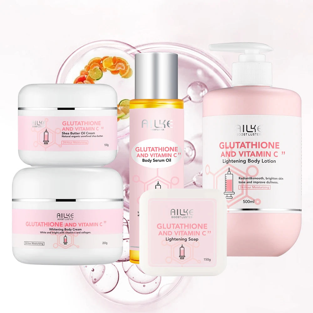 Private Label Face Body Care Moisturizer Whitening Cream Serum Lotion Soap Black Skin Women Skin Care Products Set Kit