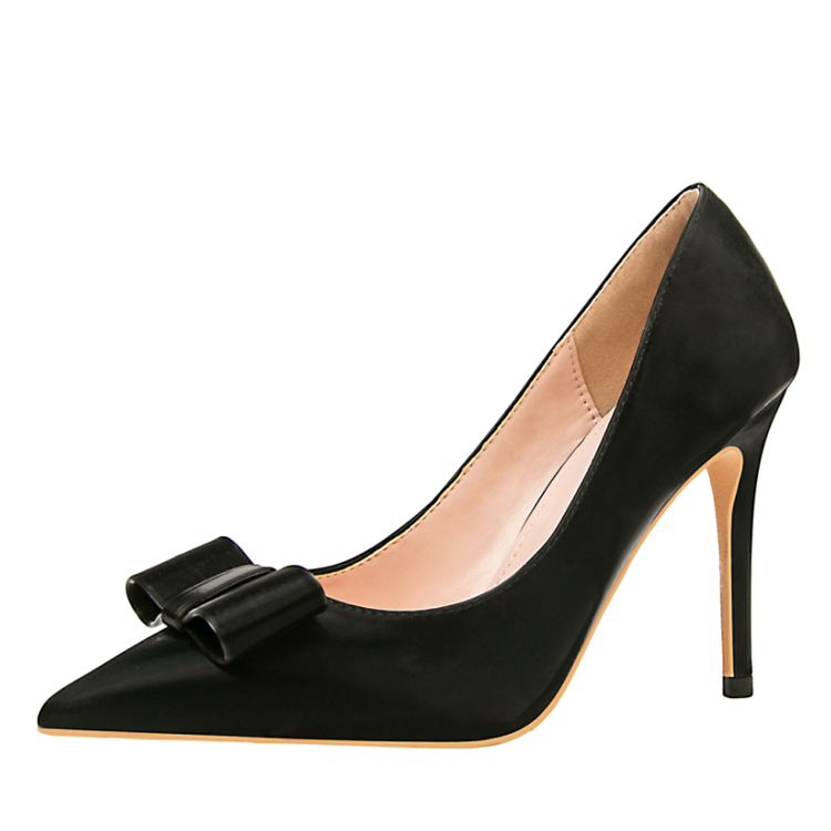 Thin Heel Suede Point Toe Bow Shoes Women Heels