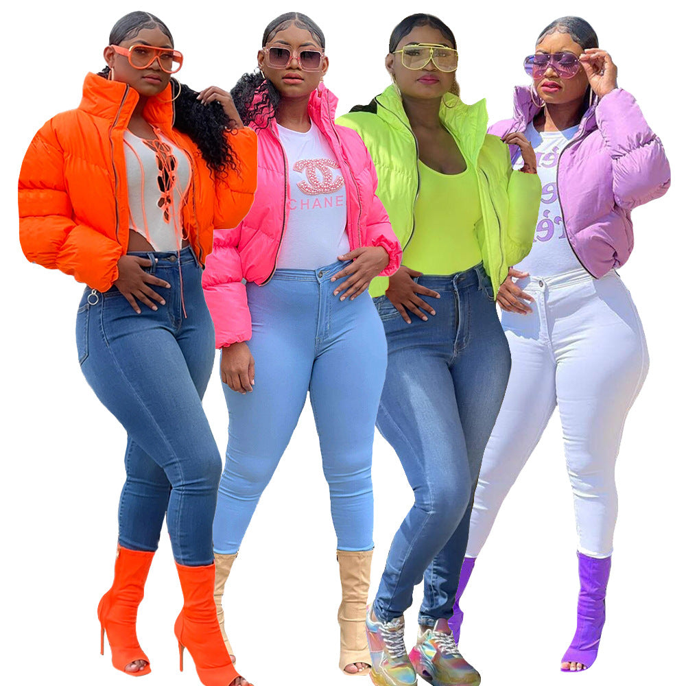 JY032 Winter Bubble Coat Solid Custom Puffer Jacket Fashion Plus Size Women's Coats
