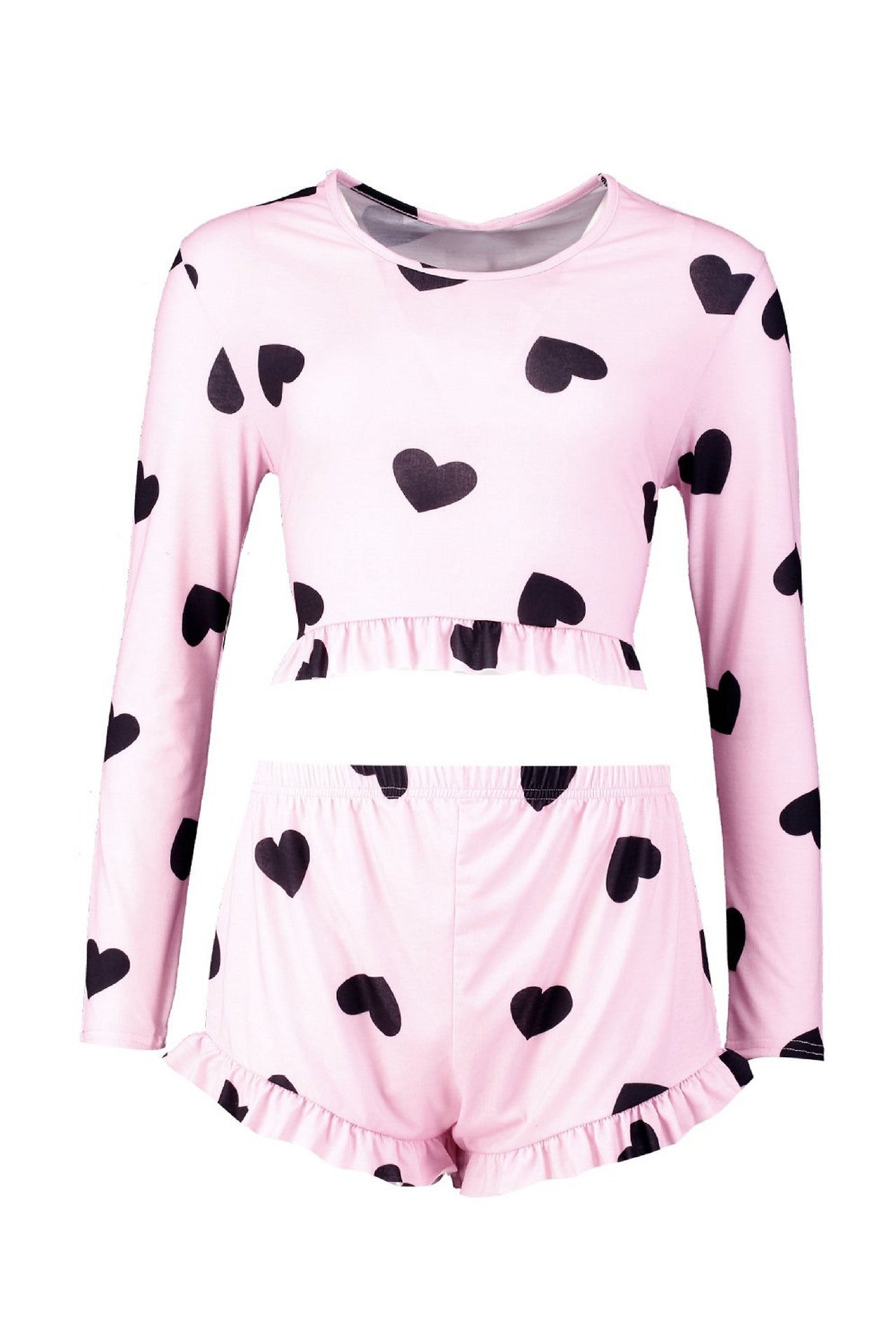 Ibeauty Fancy Cotton Pajama Set Full Sleeves Pajama Short Woman Heart Printed Custom Pajamas for Women