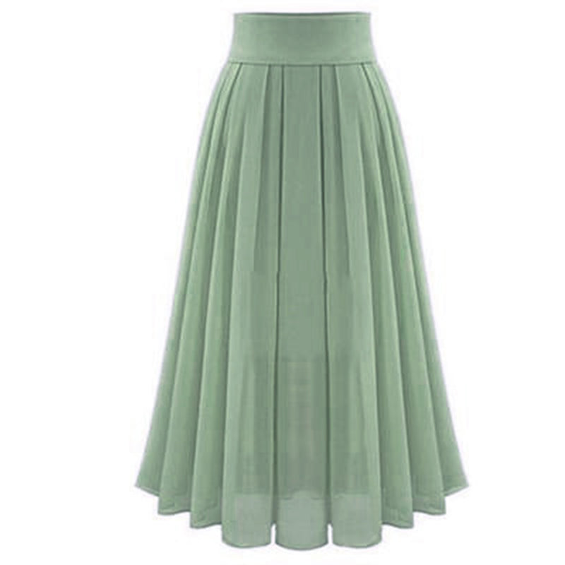 Women Pleated Pleated Skirts Ladies Solid Color Chiffon Long Skirt Women's Skirts