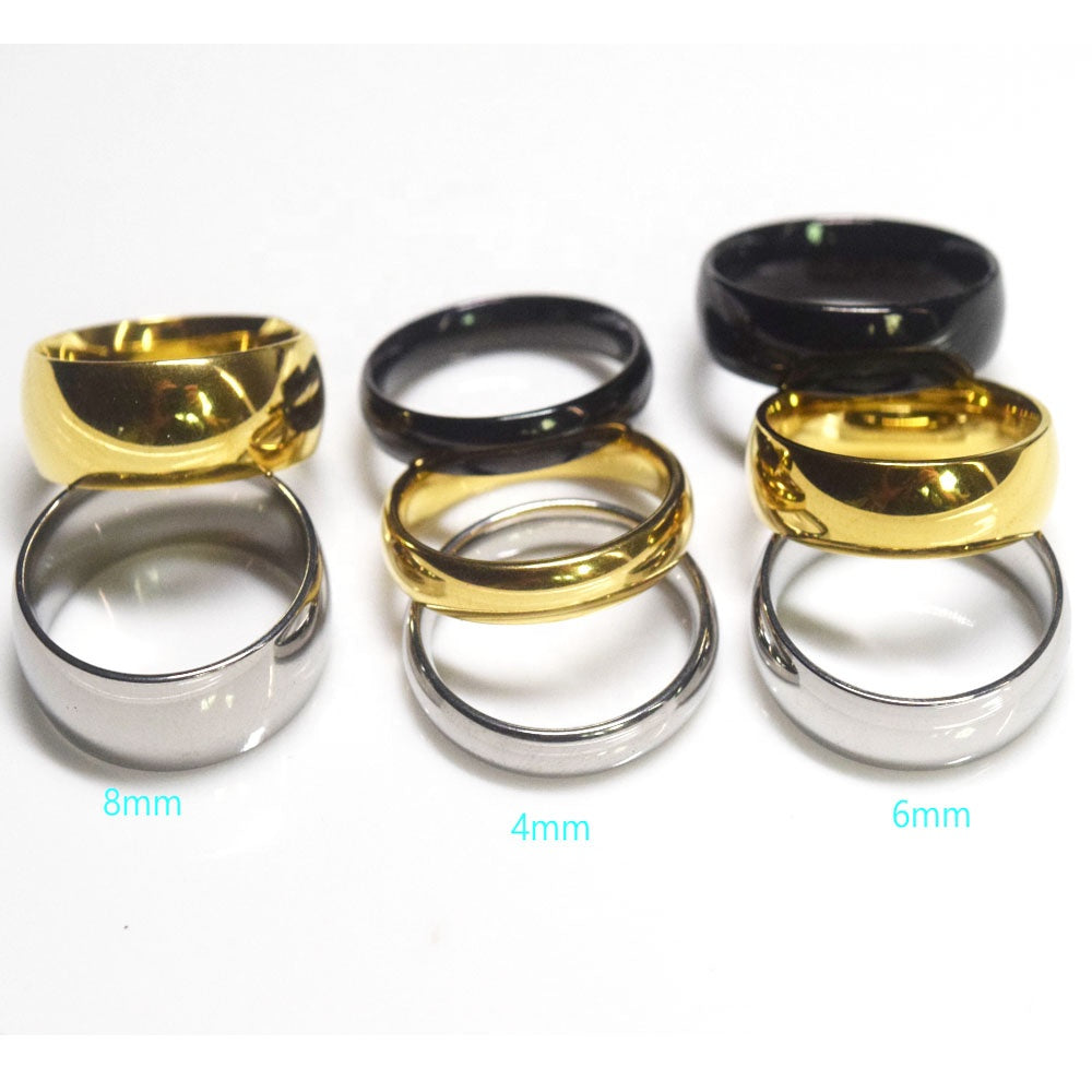 Simple 4mm 6mm 8mm Stainless Steel Jewelry Women Blank Ring Finger Rings Jewellery