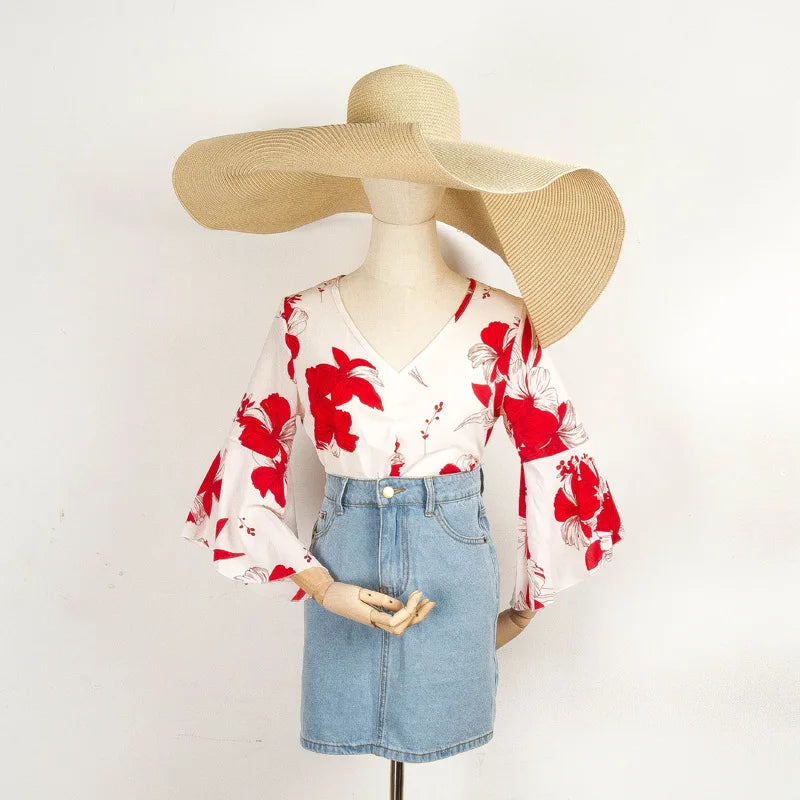 Super Bigger Brim Wide Straw Hats for Women Foldable Paper Beach Hat Summer Sun UV Hats Stage Cap Dropshipping Wholesale