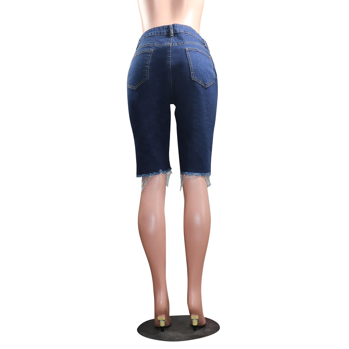 YD8820 Women High Waisted Skinny Ripped Denim Jean Shorts Plus Size Jeans With Stretch