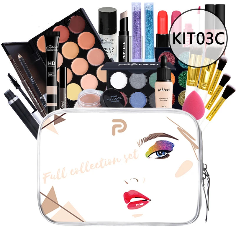 20 Styles Makeup Set Eyeshadow Lipstick Eyebrow Pencil Lip Gloss Makeup Brush Powder Nail Polish With Makeup Bag Cosmetics Kit - My Store
