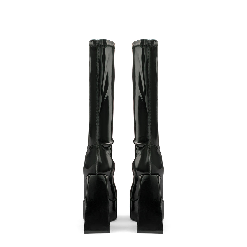 Women Boots High Heels Chunky Platform Big Size 45 Spring Autumn Winter Knee High Boots Zipper Martin Boot Party Shoes