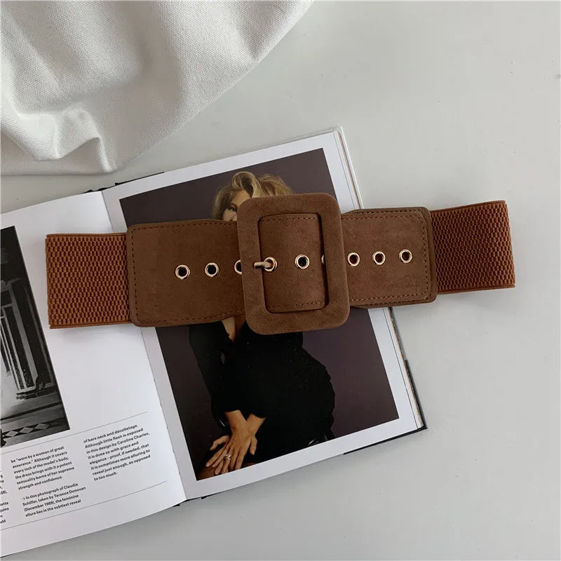 65 Style New Korean Windbreaker Elastic Wide Women Waistband a Variety Alloy Buckle Retro Belt All-Match Dress Women Accessory