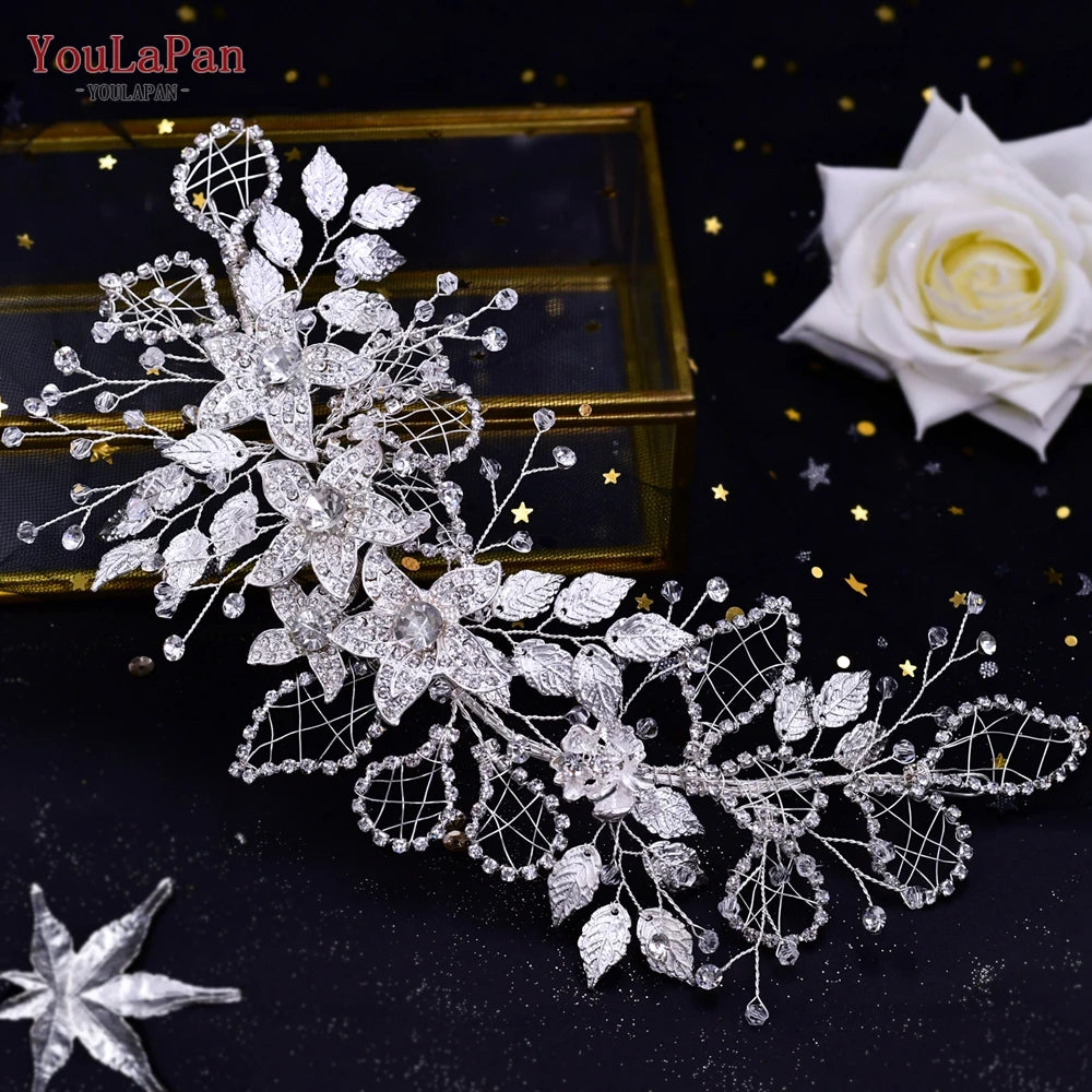 YouLaPan HP254 Wedding Hair Accessories Bridal Delicate Wire Headband Women Headpiece Bridal Handmade Crystal Hair Accessories