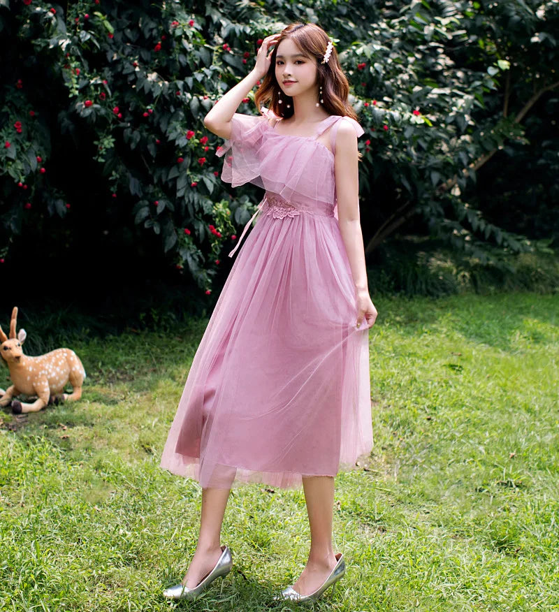 2022 Fashion Wedding Elegant Ruffles Lace Dress Formal Evening Party Dress Spaghetti Strap Long Bridesmaid Dresses - My Store