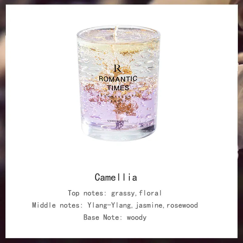 Flower Fruit Essential Oil Scented Candle Transparent Gold Foil Wedding Decoration Candle Smokeless Aromatherapy Home Candles