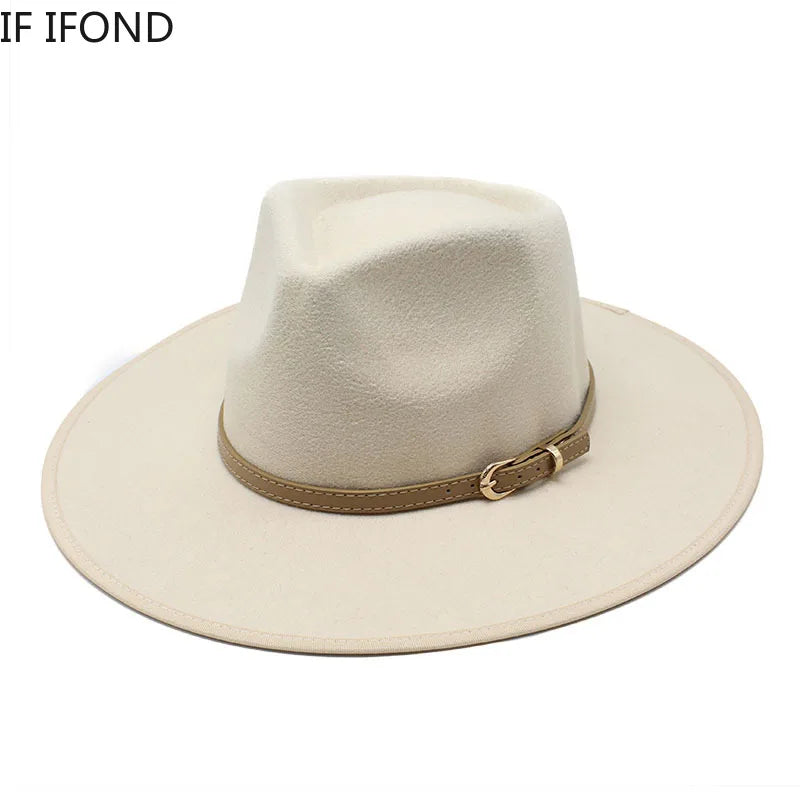 Women Hats Khaki Camel  Wide Brim Felt Fedoras Hats Wool Vintage Dress Formal Church Hat Fashionable Jazz Hats