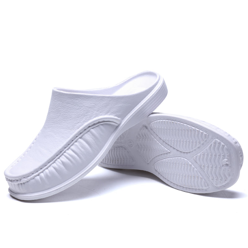Autumn and Winter Trendy Men's Flat Leather Slippers Casual Anti-Slippery and Breathable With Slip-On Closure and Cushioning