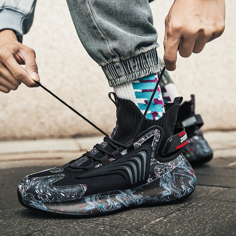 Chunky Gym High Top Men's Court Sneakers Winter Walking Mesh Male Fashionable Big Camouflage Casual Platform Mens Sneaker
