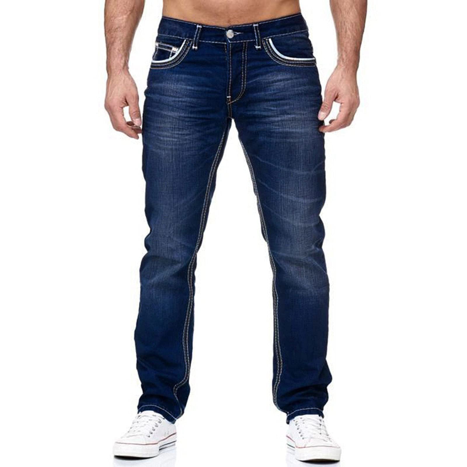 Straight Jeans Men Washed No Hole Jean Spring Summer Boyfriend Jeans Streetwear Loose Casual Designer Long Denim Pants Trousers