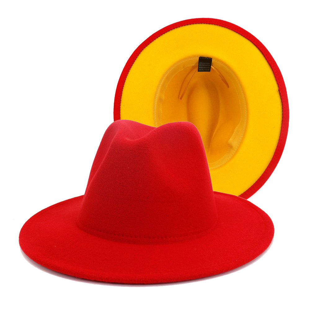 Fedora Hats Women Wholesale Felt Fedora Hats for Men Two Tone Hat Different Color Brim Fedora
