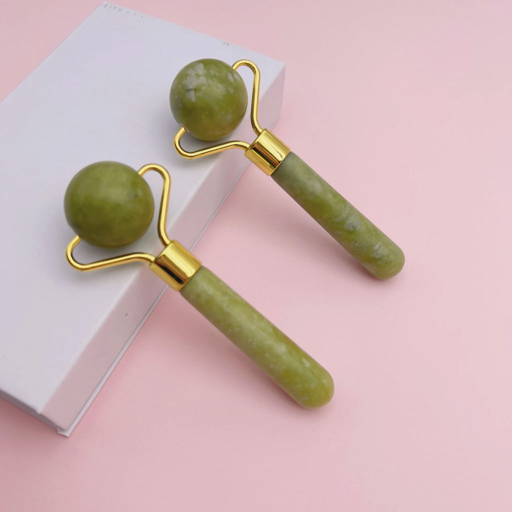Custom Logo Facial Beauty Roller Skin Care Tools Mini Rose Quartz Green Jade Roller Massager