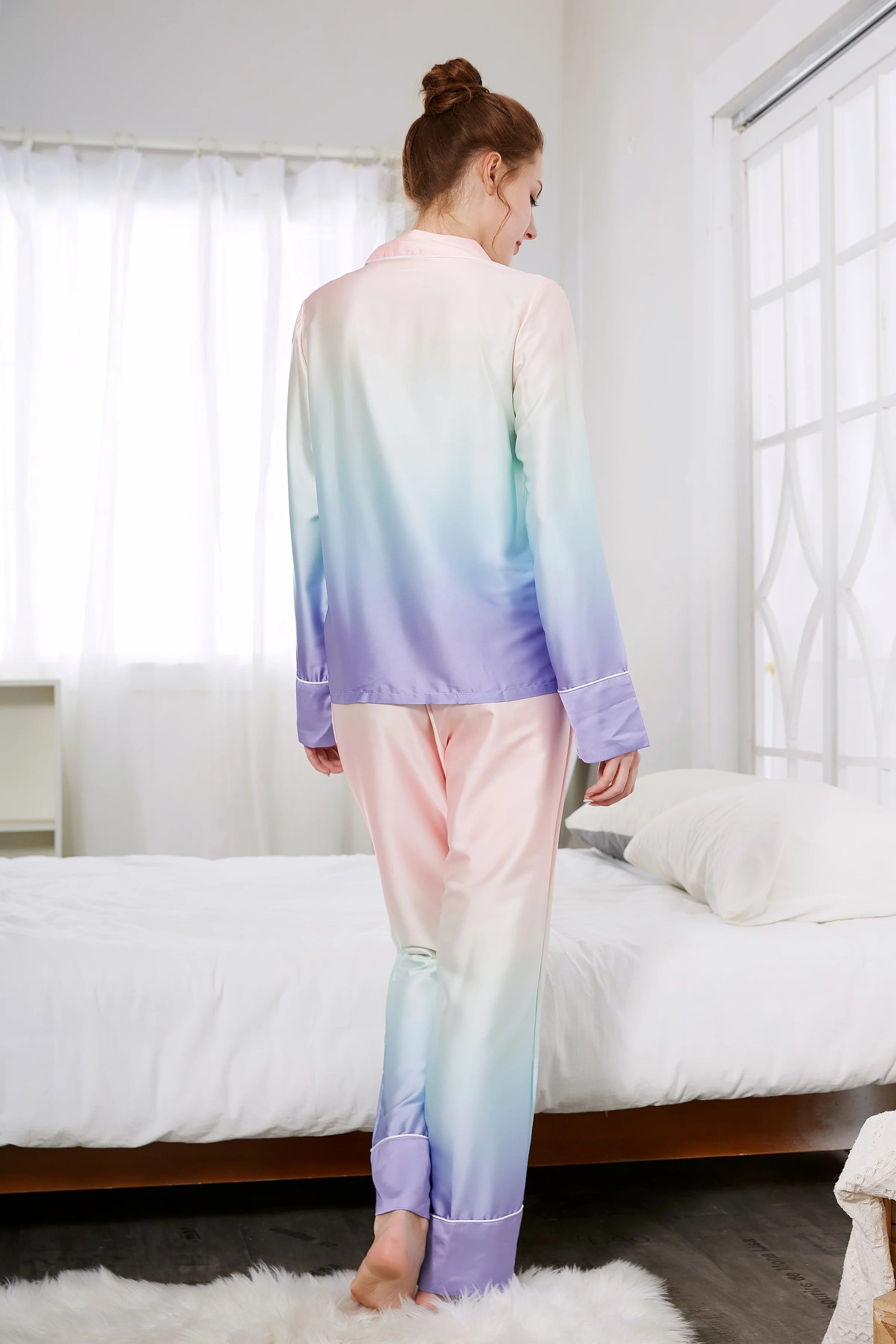 Sexy Silk Pajamas  2025 New Fashion Silky Pajama Set With Headband Pants Pajamas Set Women