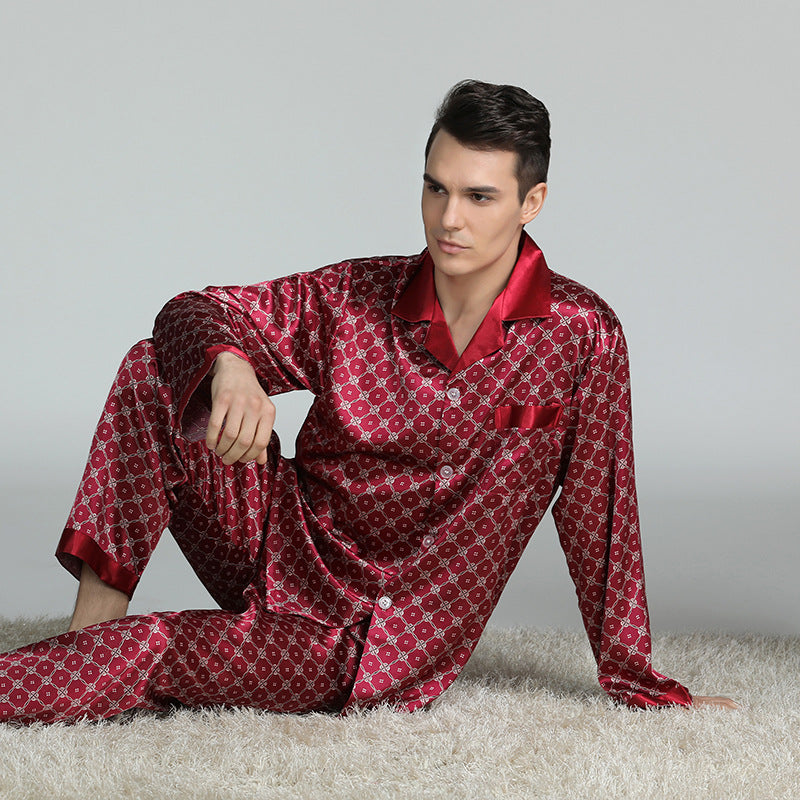 TG042 Fall Men S Pajama Pants Set Luxury Woven Pajamas Comfortable Casual Plus Size Sleepwear