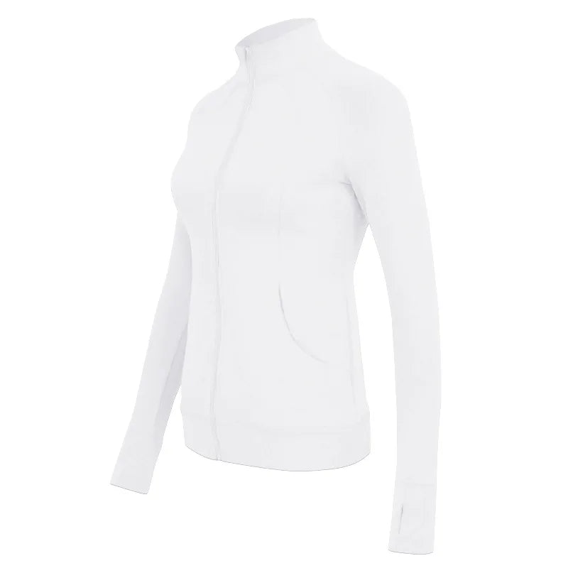 Womens Activewear Slim Fit Sports Running Top Fitness Clothes Elastic Long Sleeve Slim Zipper Elastic Fitness Yoga Jacket