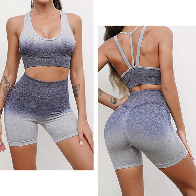 Female Ladies Womens Seamless Gradient Activewear Fitness Clothes Gym Wear Workout Clothing Yoga Set Sportswear for Women