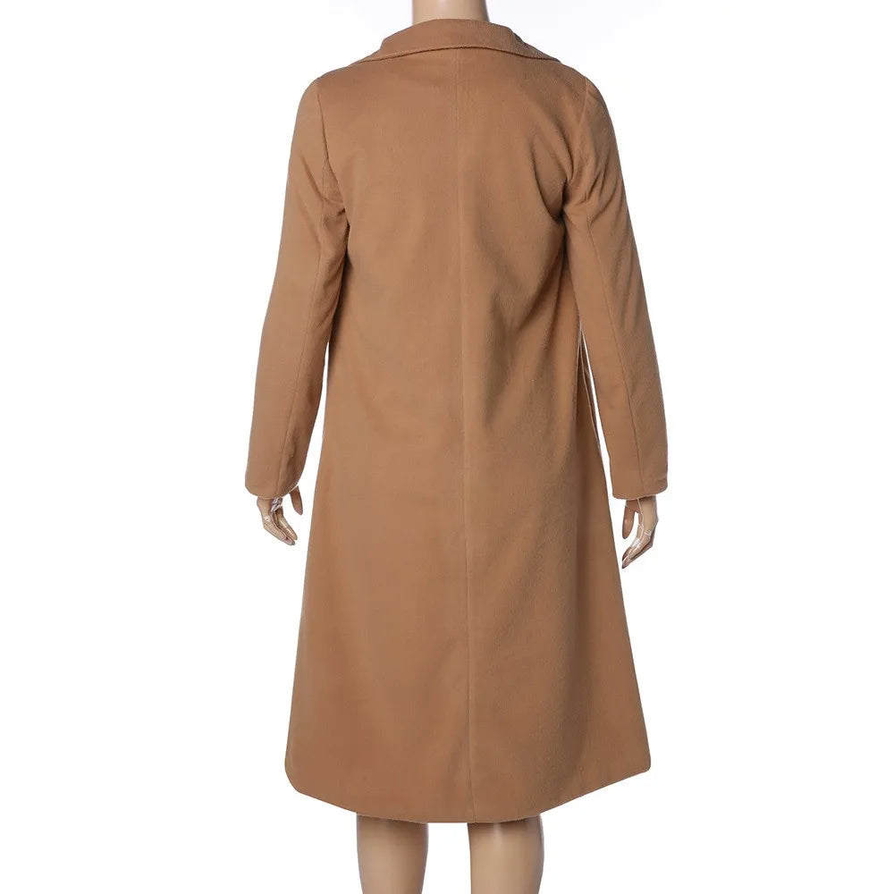 YQY002 New Styles Autumn Fashion Leisure Ladies Long Coats for Women Woolen Coat