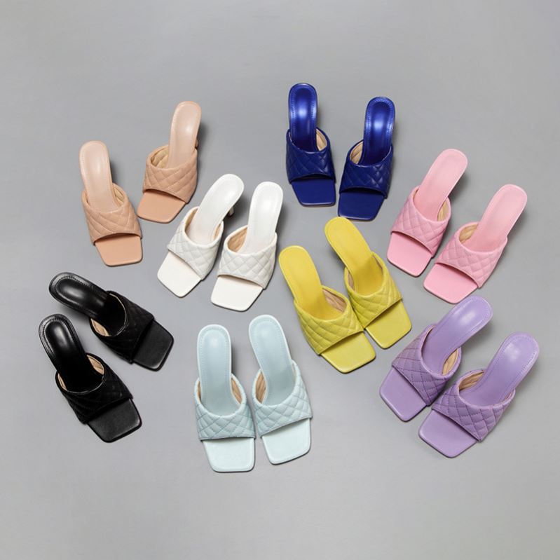 Classic Stiletto Heel Ladies Sandals Individual Heels Square-Toe Solid Shoes Women