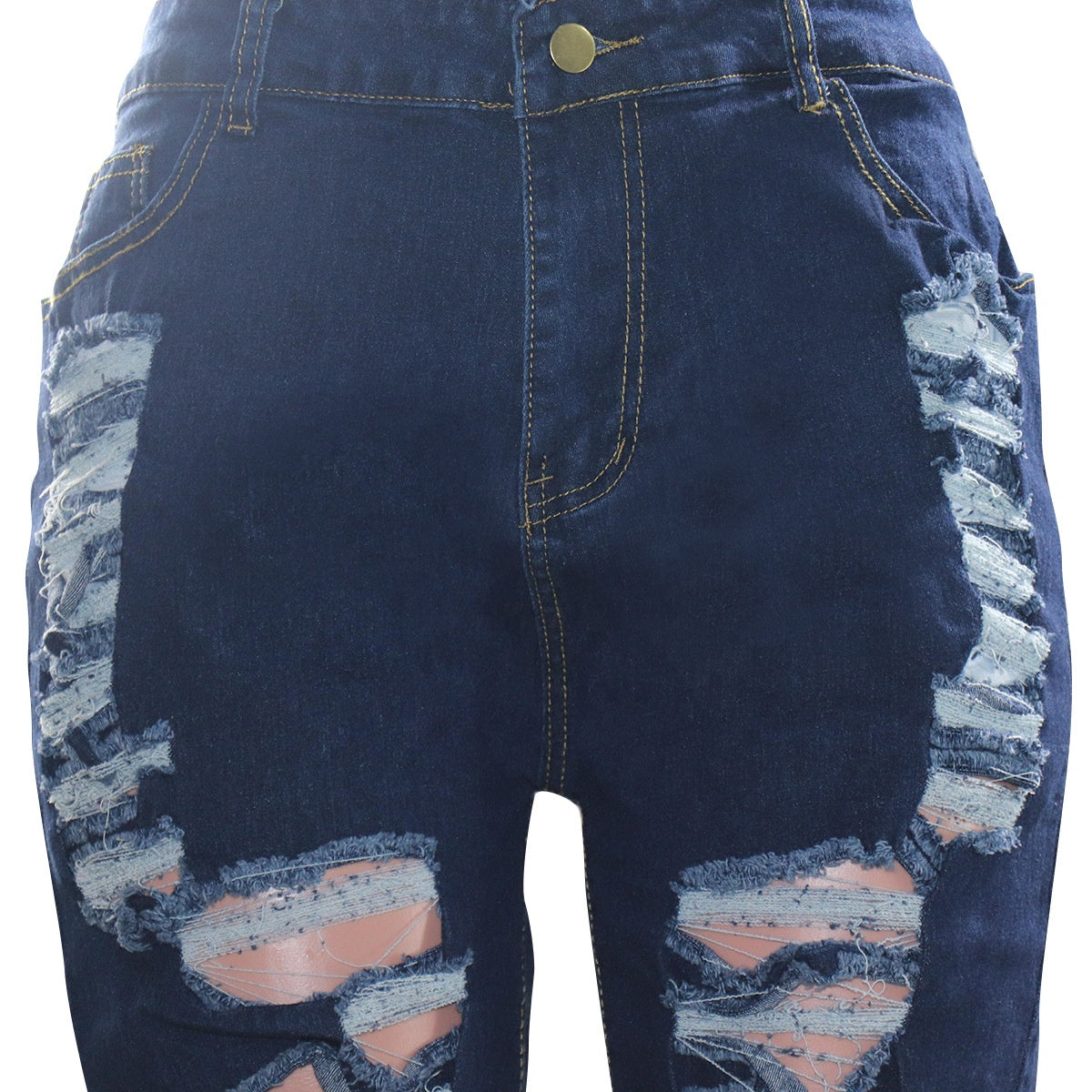 YD8820 Women High Waisted Skinny Ripped Denim Jean Shorts Plus Size Jeans With Stretch