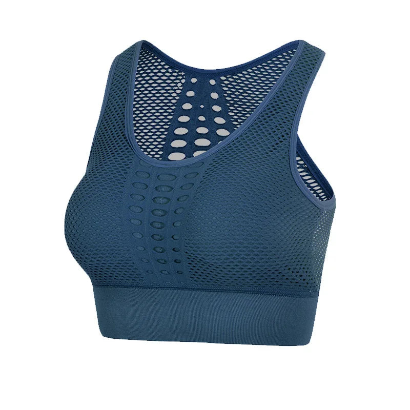 Seamless Sports Bra Top Fitness Women Racerback Running Crop Tops Femme Pink Workout Padded Yoga Bra High Support Activewear