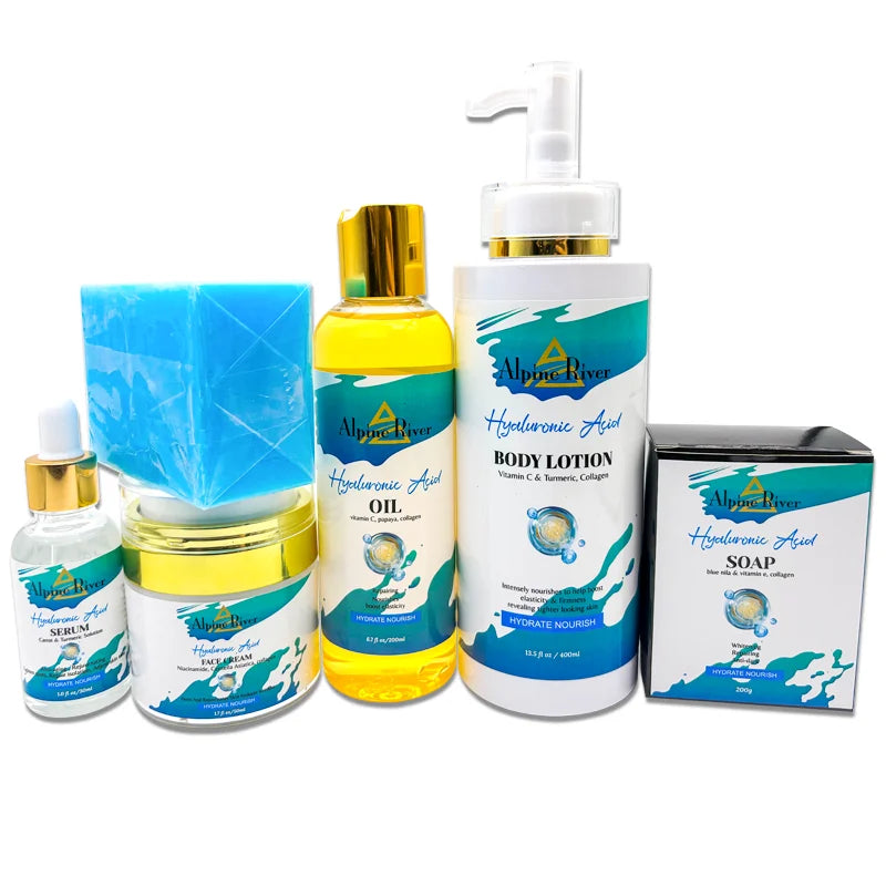 Private Label 5pcs Skin Care Products Turmeric Collagen Anti-Aging Face & Body Skin Whitening Cleansing Soap Skin Care Set