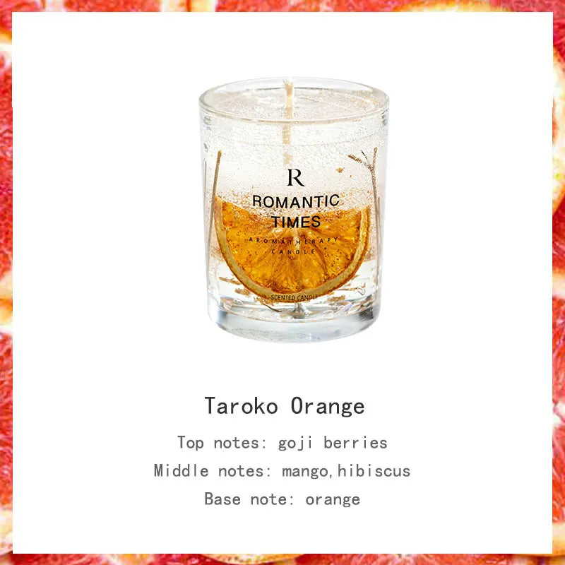 Flower Fruit Essential Oil Scented Candle Transparent Gold Foil Wedding Decoration Candle Smokeless Aromatherapy Home Candles
