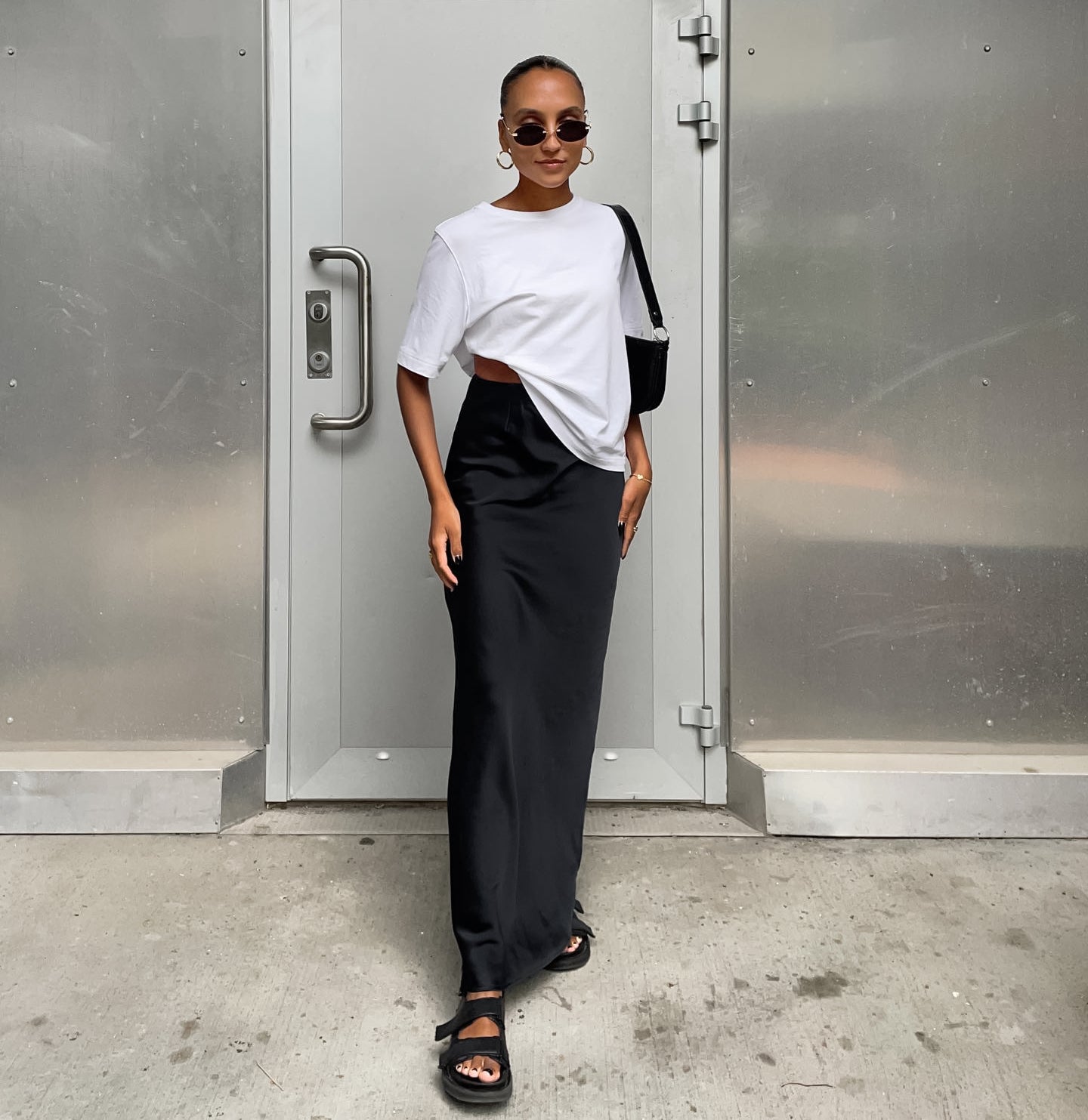OOTN Fashion Slim High Waist Skirts Women Female Solid Office Long Skirt Spring Summer Elegant Satin Black Trumpet Skirts