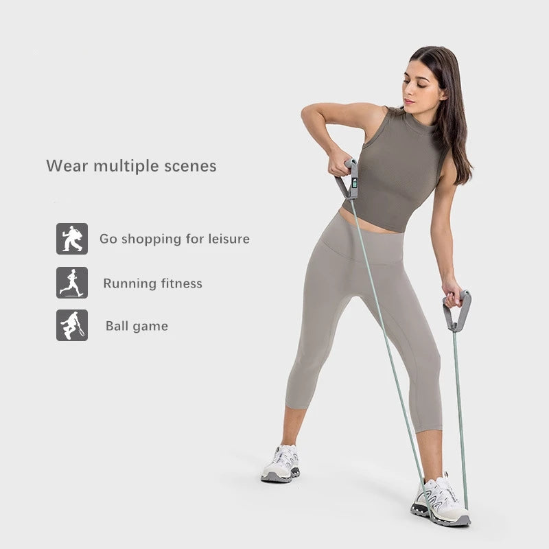 Xsunwing Sports Crop Tank Tops Women Seamless Ribbed Activewear Round High Neck Workout Crop Top Casual Yoga Gym Vest WDQ102
