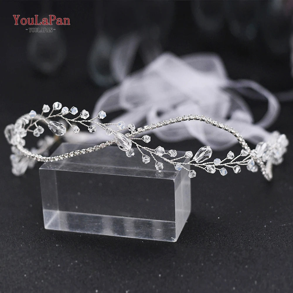 YouLaPan Crystal Belt for Wedding Dress Belt Ivory Flower Wedding Dress Sash Belt Silver Belts for Women Waist Band SH93
