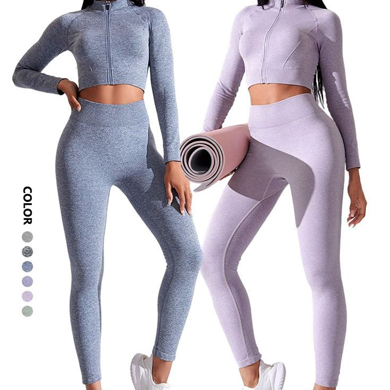 Yoga Sets Sport Rib Activewear Set Girls Seamless Fitness Suit Workout Clothes Athletic Wear Women Gym Set