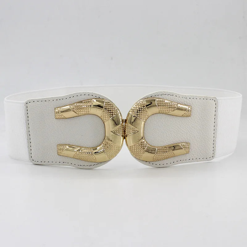 65 Style New Korean Windbreaker Elastic Wide Women Waistband a Variety Alloy Buckle Retro Belt All-Match Dress Women Accessory