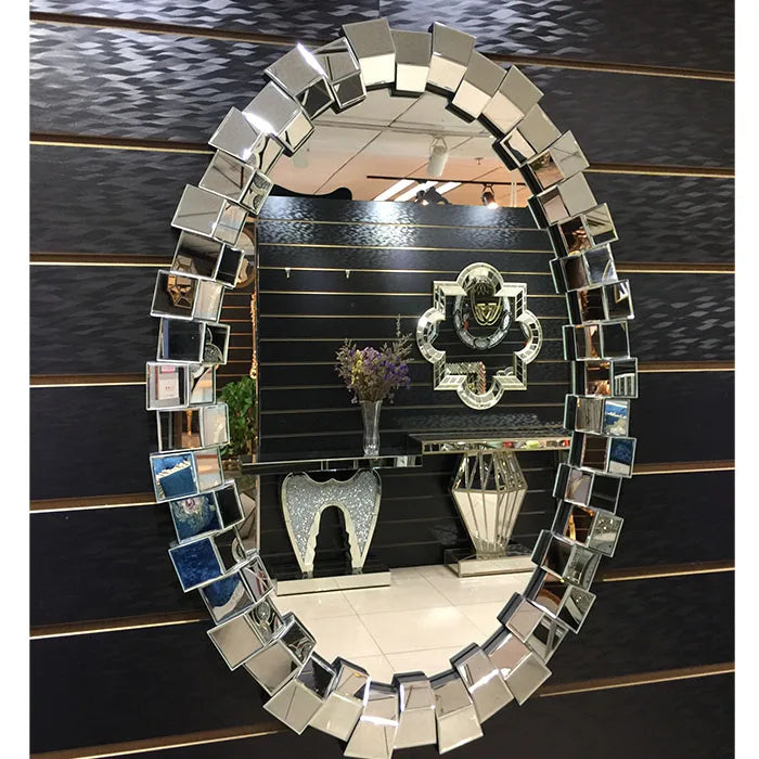 70*100cm Big European Bathroom Mirrors Home Wall Decor Wall Hanging Mirror Dining Edge Decoration Spelling Large Oval Mirror
