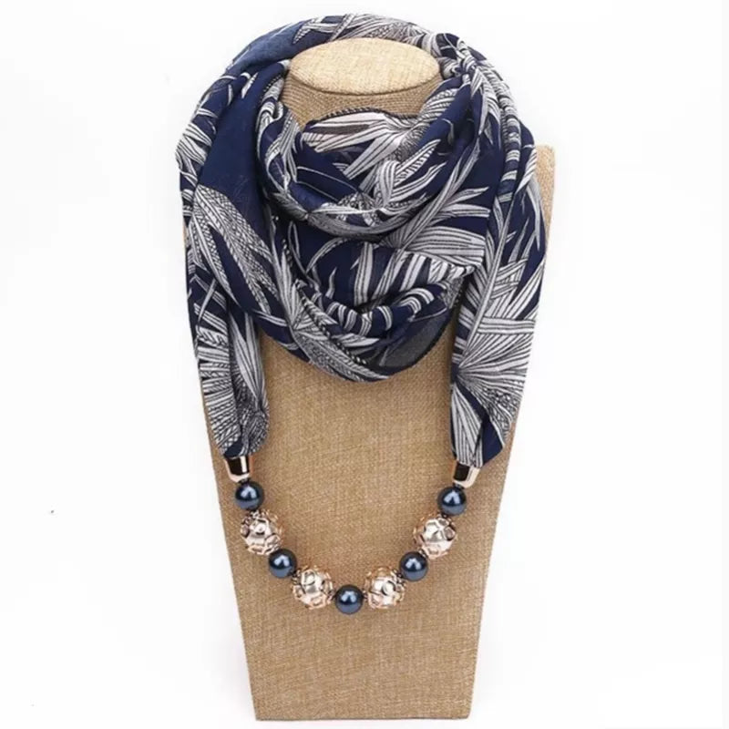 YLWHJJ Multi-Style Decorative Jewelry Necklace Resin Beads Pendant Scarf Women Foulard Femme Head Scarves Hijab Scarfs