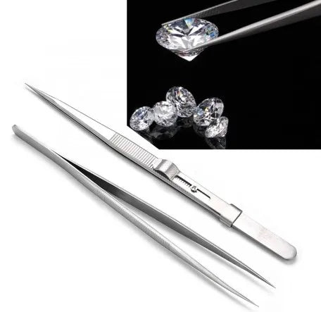 1Pc Stainless Steel Jewelry Tweezer With Slide Lock for DIY Jewelry Diamond Gem Holder Tweezer Jewelry Making Tool for Jeweler