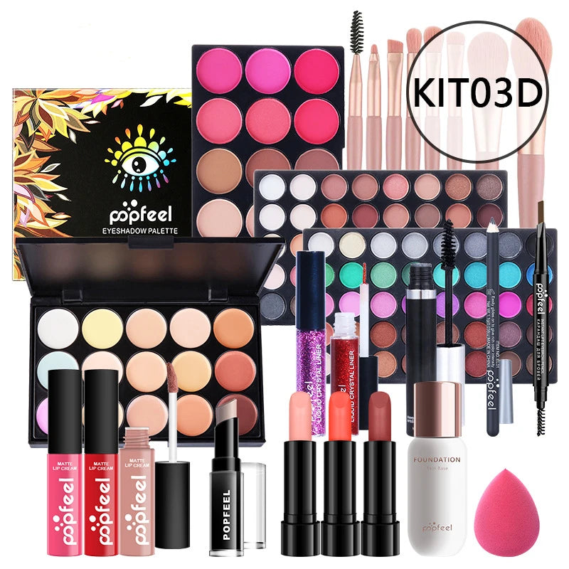 20 Styles Makeup Set Eyeshadow Lipstick Eyebrow Pencil Lip Gloss Makeup Brush Powder Nail Polish With Makeup Bag Cosmetics Kit - My Store