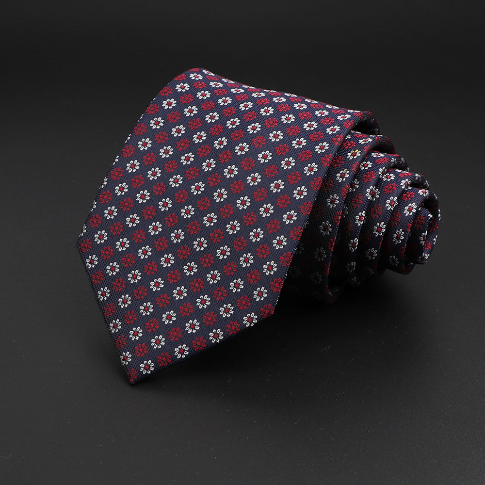 Men's Fashion Neckties Classic Stripe Red Navy Blue Business Formal Wedding Ties Jacquard Woven Solid Tie Polka Dots Neck Ties